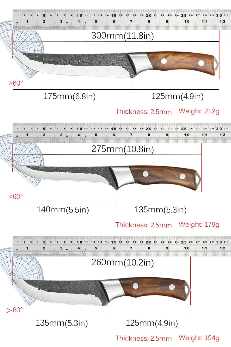 Forged Kitchen Chef Knife Set High Carbon Steel Meat Fish Fruit Knives Professional Butcher Boning Cleaver Knife with Cover